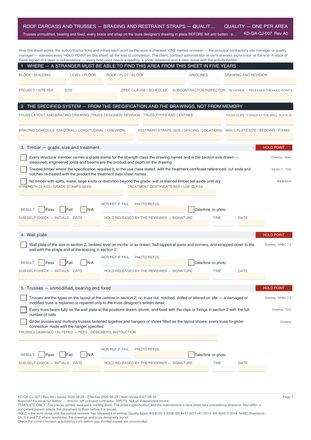 Roof Carcass and Trusses — Bracing and Restraint Straps — Quality Inspection Checklist preview