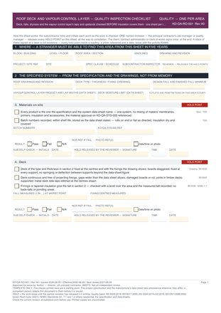 Roof Deck and Vapour Control Layer — Quality Inspection Checklist preview