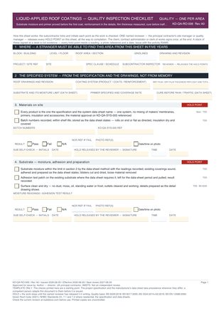 Liquid-Applied Roof Coatings — Quality Inspection Checklist preview