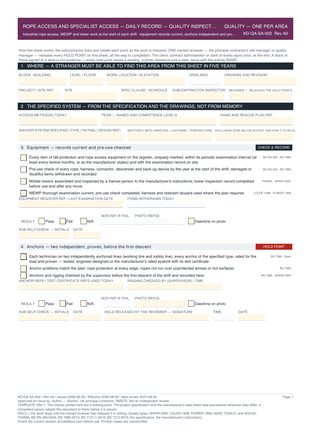 Rope Access and Specialist Access — Daily Record — Quality Inspection Checklist preview