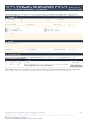 Safety Observation and RAMS Spot-Check Card preview