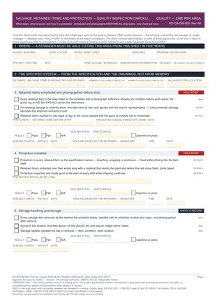 Salvage, Retained Items and Protection — Quality Inspection Checklist preview