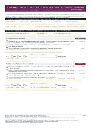 Screed Moisture and Cure — Quality Inspection Checklist preview