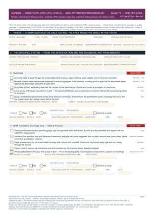Screed — Substrate, DPM, UFH, Levels — Quality Inspection Checklist preview