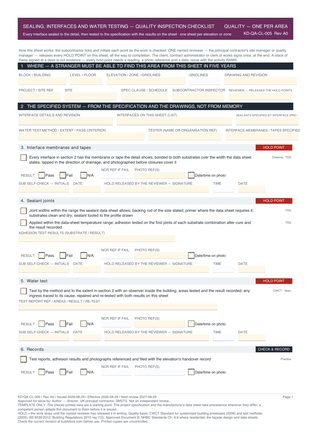 Sealing, Interfaces and Water Testing — Quality Inspection Checklist preview