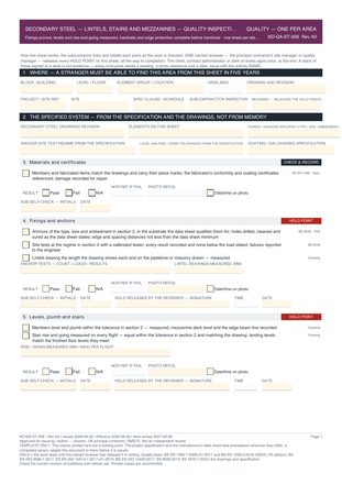 Secondary Steel — Lintels, Stairs and Mezzanines — Quality Inspection Checklist preview