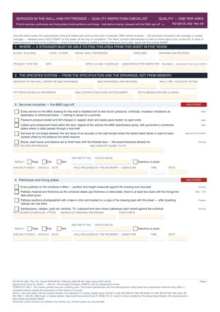 Services in the Wall and Pattresses — Quality Inspection Checklist preview