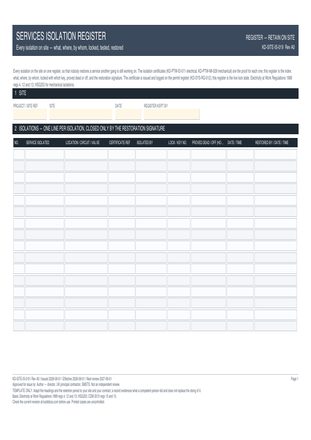 Services Isolation Register preview