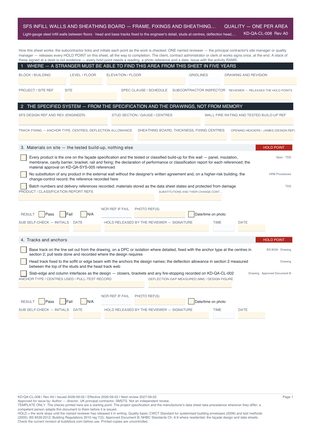 SFS Infill Walls and Sheathing Board — Frame, Fixings and Sheathing Before the Membrane — Quality Inspection Checklist preview