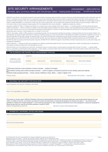 Site Security Arrangements preview