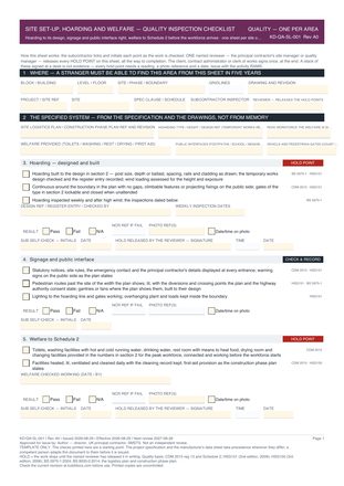 Site Set-Up, Hoarding and Welfare — Quality Inspection Checklist preview