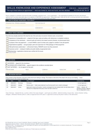Skills, Knowledge and Experience Assessment preview