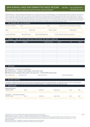 Skin Surveillance and Dermatitis Check Record preview