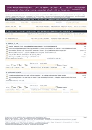 Spray Application Internal — Quality Inspection Checklist preview