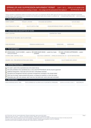 Sprinkler and Suppression Impairment Permit preview