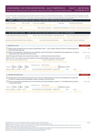 Stone Masonry, Cast Stone and Restoration — Quality Inspection Checklist preview