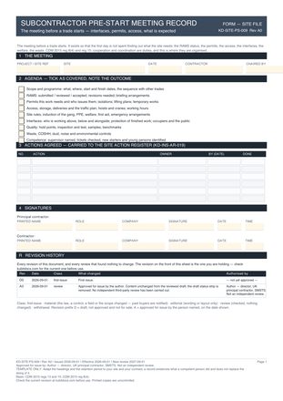 Subcontractor Pre-Start Meeting Record preview
