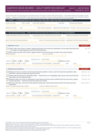 Substrate, Beads and Mesh — Quality Inspection Checklist preview