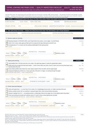Taping, Jointing and Finish Level — Quality Inspection Checklist preview