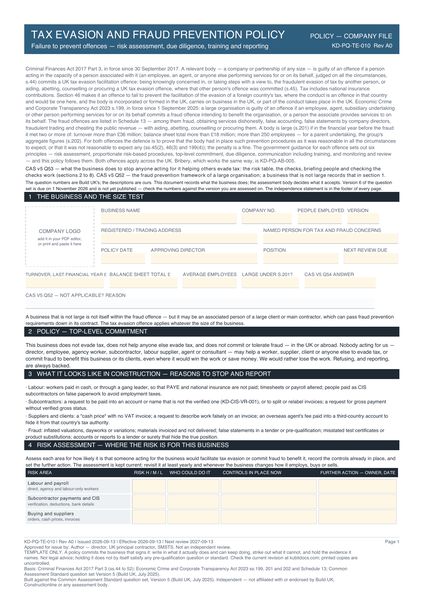 Tax Evasion and Fraud Prevention Policy preview