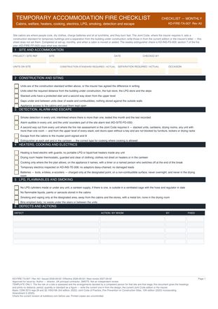Temporary Accommodation Fire Checklist preview