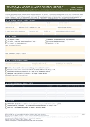 Temporary Works Change Control Record preview