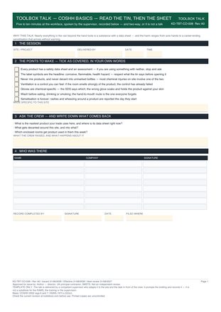 Toolbox Talk — COSHH Basics — Read the Tin, Then the Sheet preview