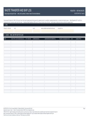 Waste Transfer and Skip Log preview