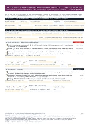 Water Hygiene — Flushing, Chlorination and L8 Records — Quality Inspection Checklist preview