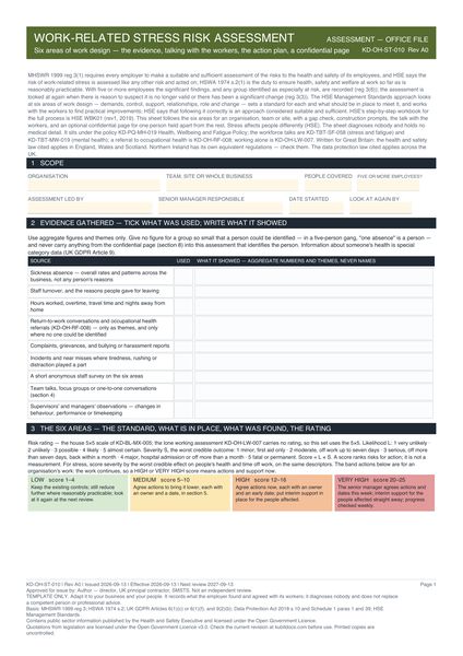 Work-Related Stress Risk Assessment preview