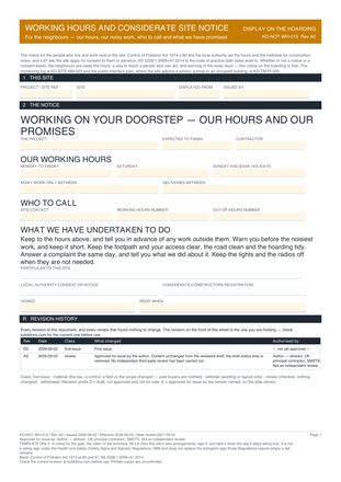 Working Hours and Considerate Site Notice preview