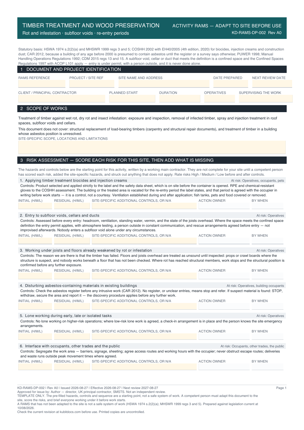 Timber Treatment and Wood Preservation — page one