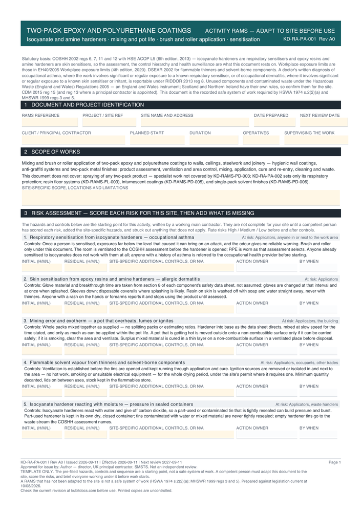 Two-Pack Epoxy and Polyurethane Coatings — page one