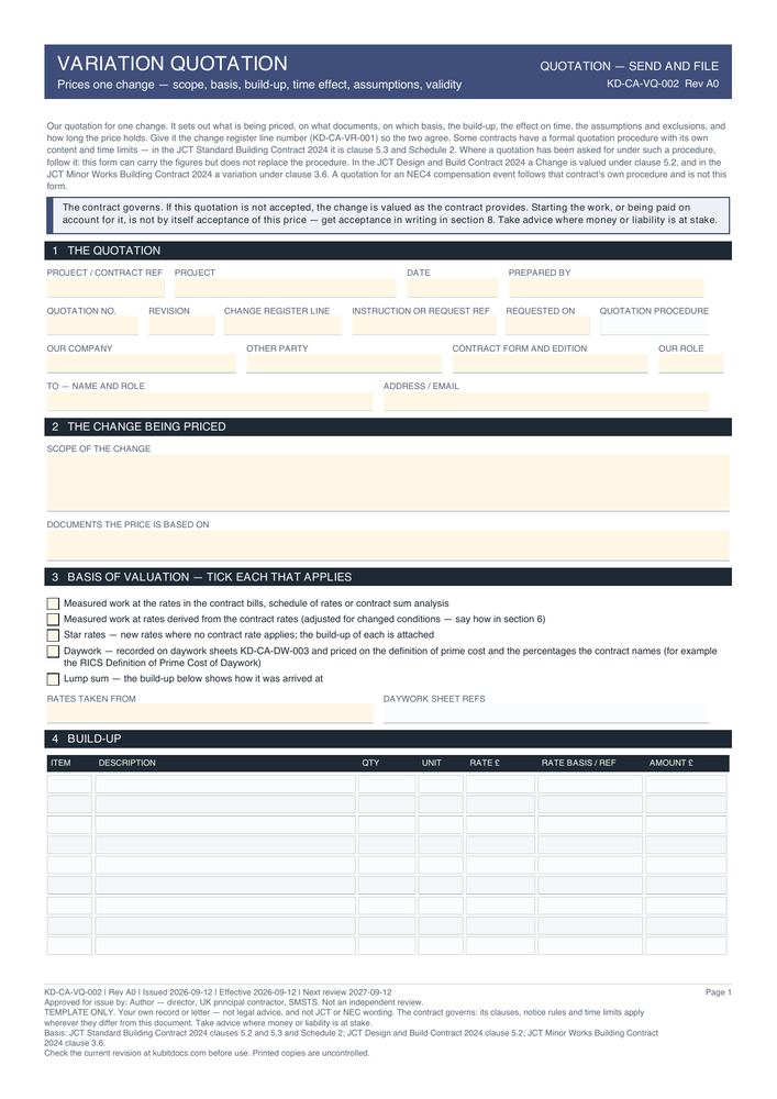 Variation Quotation — page one