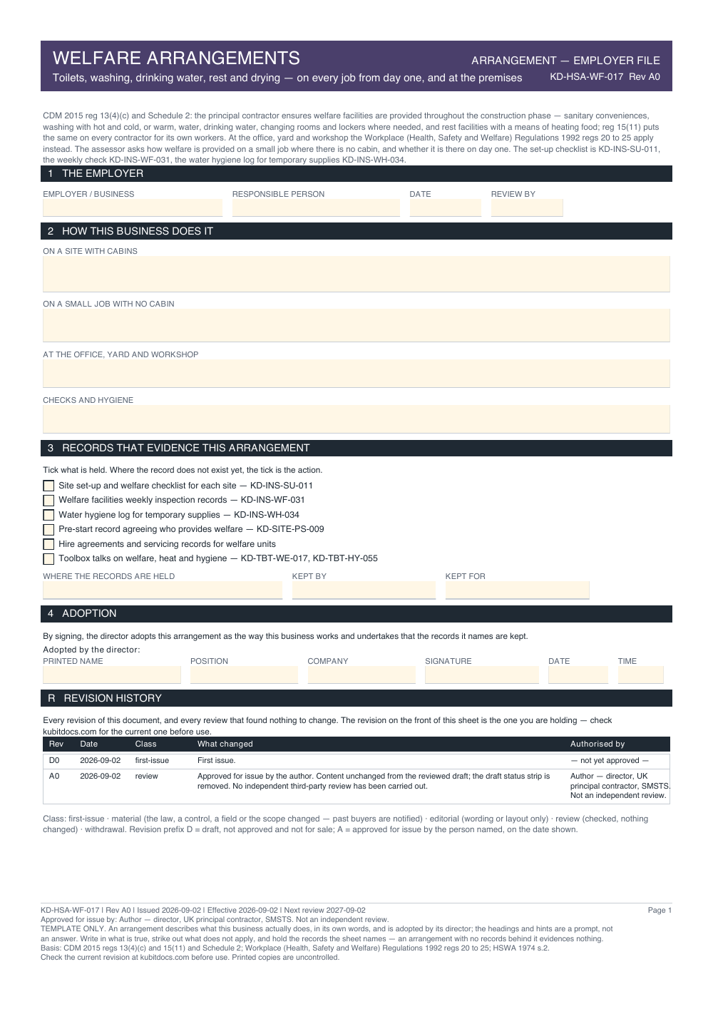 Welfare Arrangements — page one