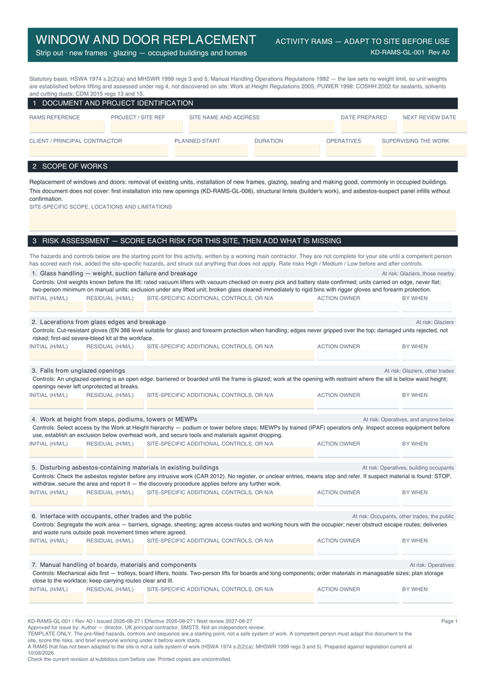 Window and Door Replacement — page one