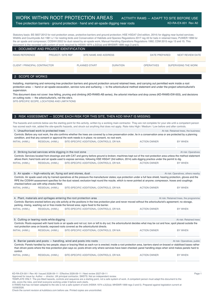 Work Within Root Protection Areas — page one